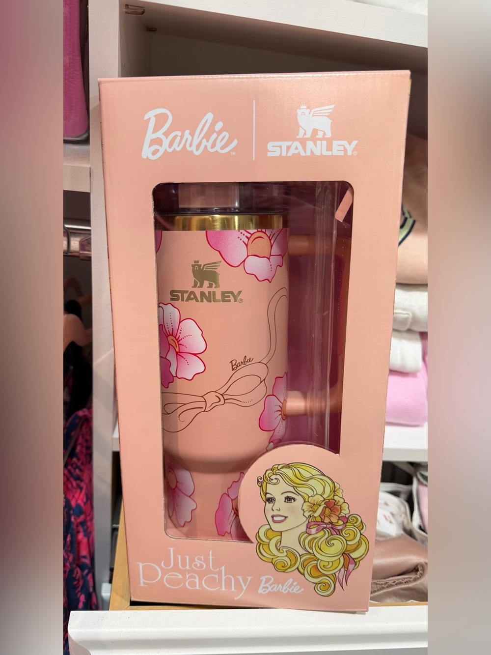 Stanley x Barbie Just Peachy Pink Insulated Tumbler with Straw, BRAND NEW + Box